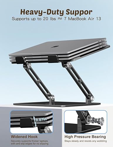 Miniatura 2 de Soporte para computadora portátil para escritorio, elevador ajustable de aluminio para laptop con ventilación de refrigeración única en forma de