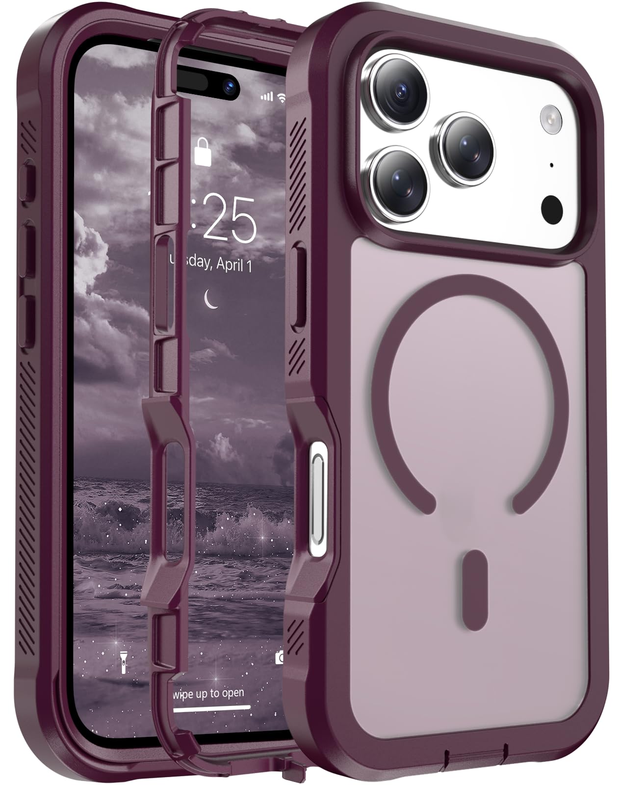 Photo 1 of jaroco Magnetic for iPhone 17 Pro Case, [Compatible with MagSafe][Military Grade Drop Protection][Heavy Duty Protection][Non-Slip][Shockproof] 2-Layer Durable Bumper Phone Case 6.3''-Wine Red