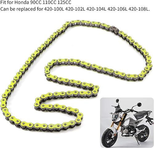 Miniatura 4 de Cadena 420, cadena de eslabones de acero estándar para motocicleta ATV de 90 CC, 110 CC, 125 CC, 420-106L, repuesto para 420-100L 420-102L 420-104L