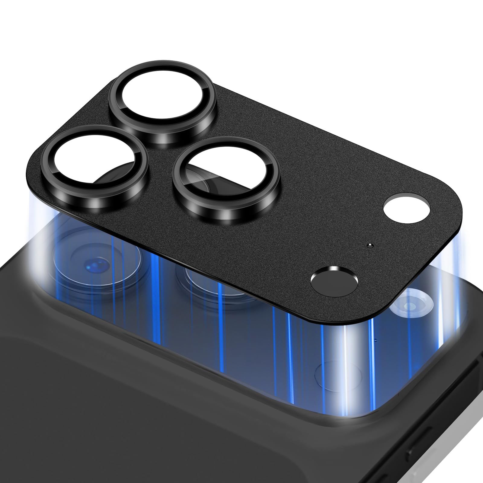 LuFiYa カメラフィルム iPhone 17 Pro 対応 レンズカバー、アルミ合金＋9H硬度強化ガラス製 アイフォン17 Pro 用 レンズカバー 全面保護 高透過率 露出オーバー防止 耐衝撃 カメラ保護フィルム - ブラック