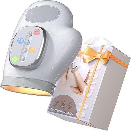 Masajeador de manos con calor y compresión, 3 modos de masaje, 4 ajustes de calor, 5 niveles de compresión, para molestias en el túnel carpiano y