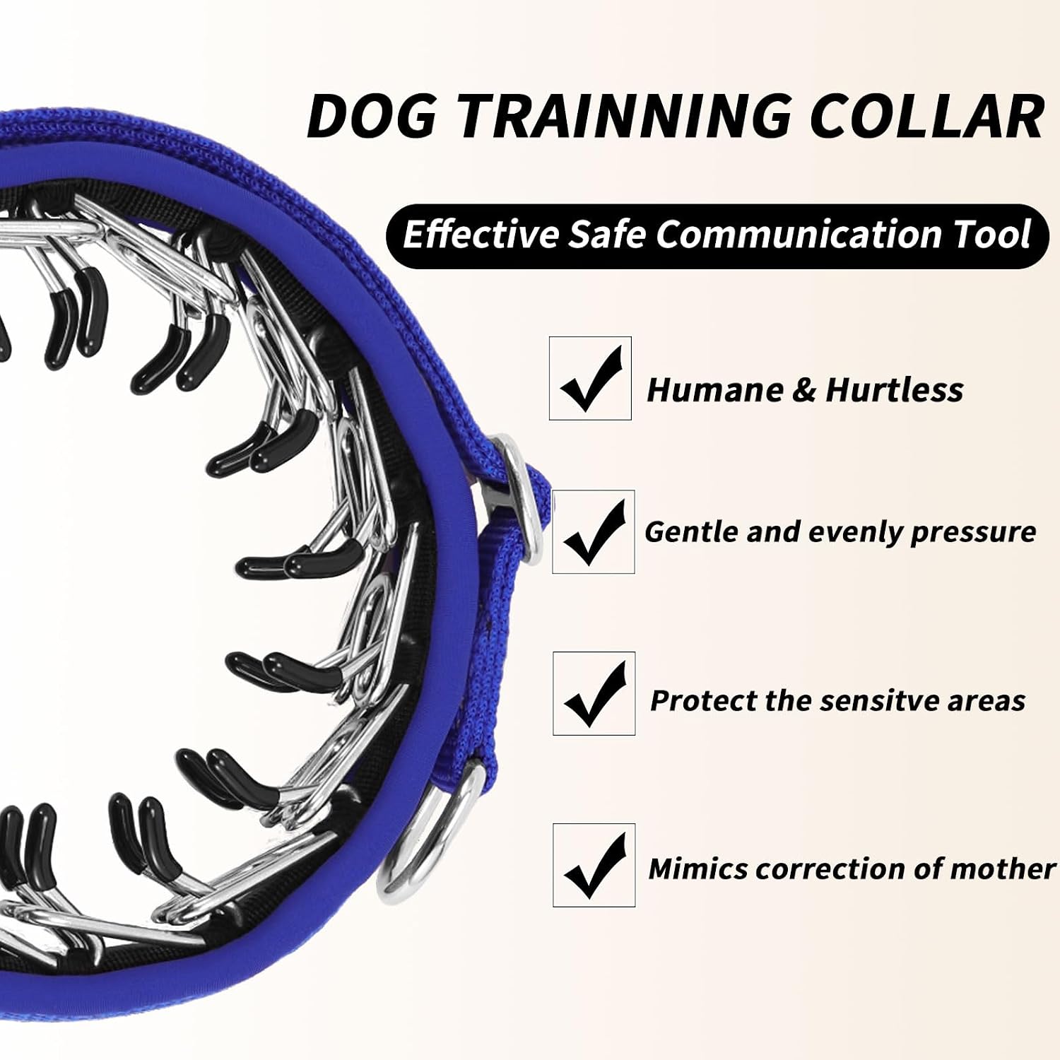 No Pull Martingale Dog Collar for Large Medium Small Dogs, Heavy Duty Nylon Reflective Adjustable Anti Pull Slip Collar with Buckle for Training Walking M Dark Blue