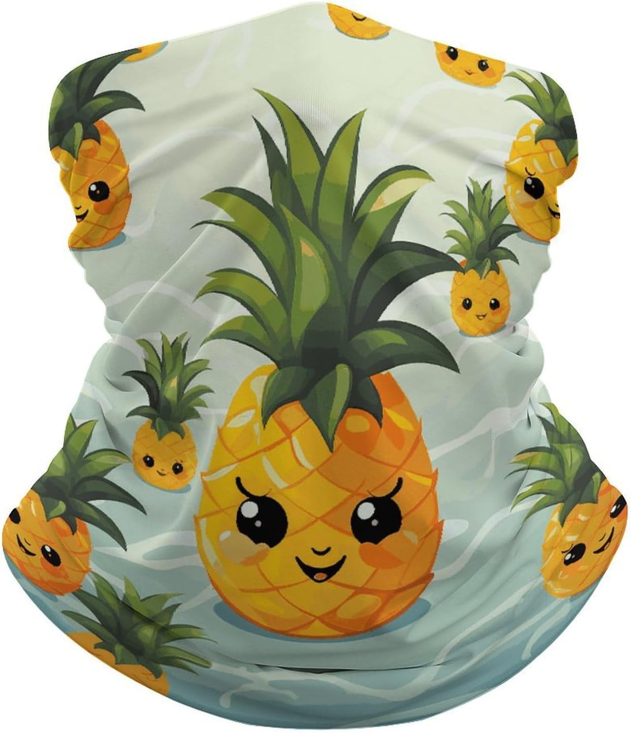 Cute Pineapple Neck Gaiter Face Cover Scarf Multipurpose Sunscreen Breathable Bandana Head Scarfs Soft Sun & Wind-proof Face Mask Gator Scarf for Adult Outdoor