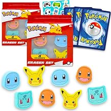 Pokemon Erasers for Kids Bundle - 8 Pack School Supplies Pencil Erasers | Featuring Pikachu, Charmander, Squirtle Plus Stickers, More | Pokemon Back To School Supplies for Classroom, Office