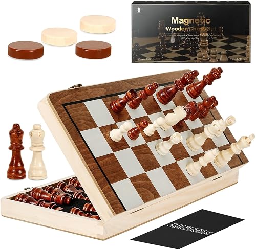 Jeu d'échecs et Dames 2 en 1 Echiquier en Bois Magnétiqu Havnidy