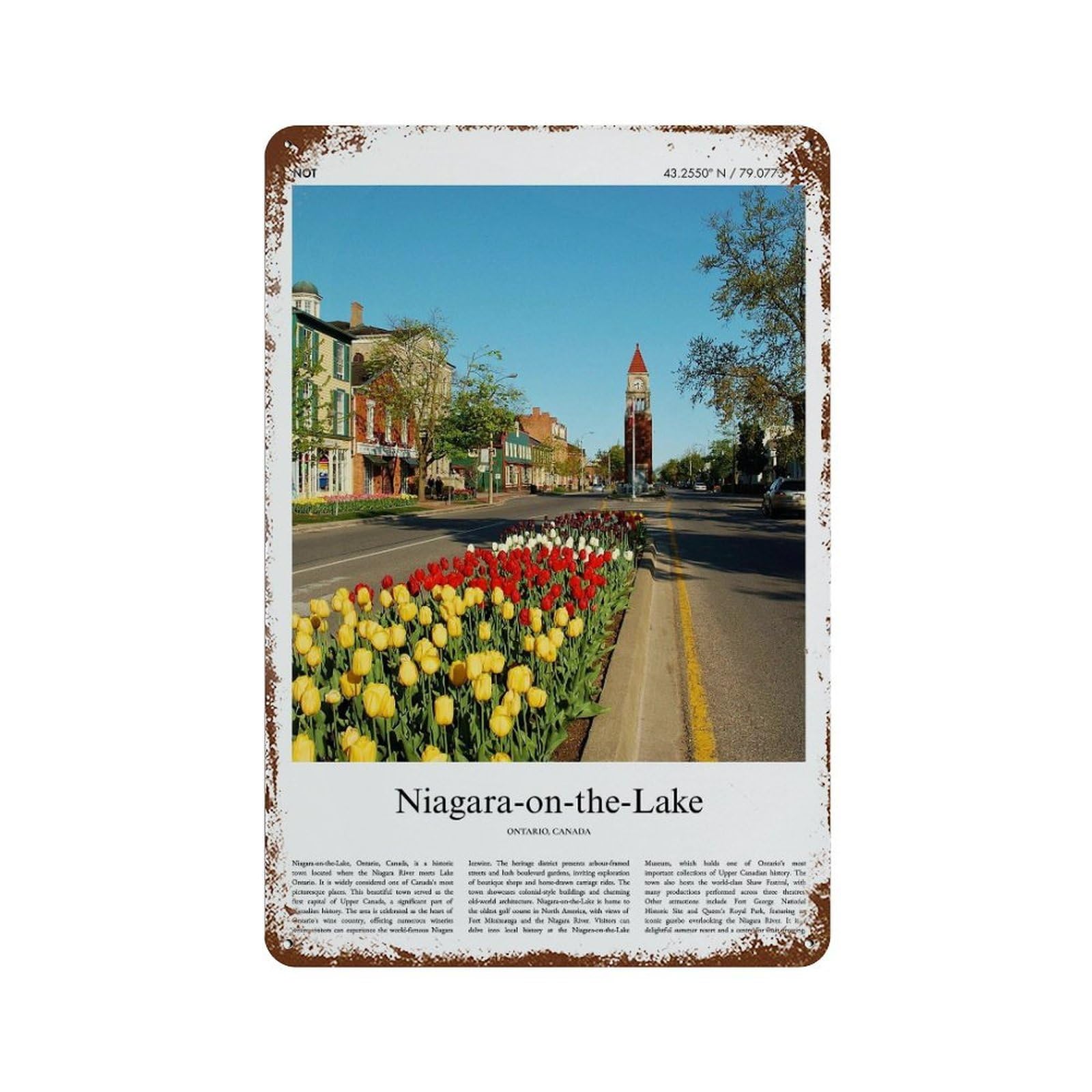 xiaoxiaoshen Niagara-on-the-lake Ontario, Canada City Scenery Wall Decor Art Metal Tin Poster Modern Home Decor Art Home Bar Shop Decorations Vintage Sign 30x20cm