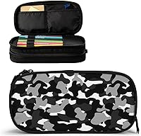 Vista 10 de Estuche para lápices de camuflaje, organizador de gran capacidad con 2 compartimentos y cremallera duradera