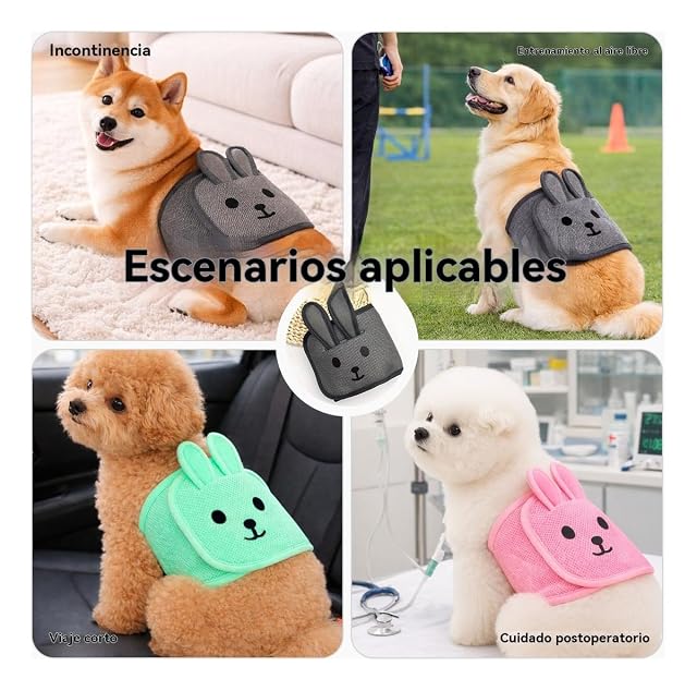 Foto 6 de 6 de Colenumone 3 bonitas bandas para el vientre para perros machos con orejas 3D, pañales lavables y reutilizables