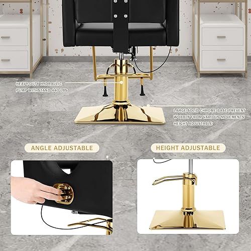 Miniatura 7 de Silla de peluquería resistente, silla reclinable giratoria de 360 para estilista, silla de peluquería hidráulica ajustable en altura con reposapiés