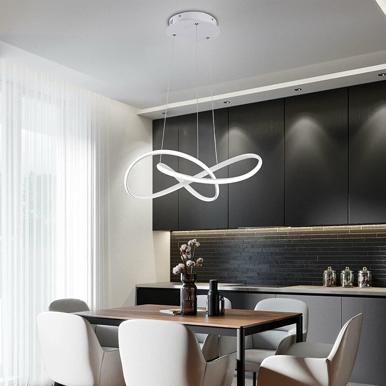 Luce a soffitto del lampadario, Moderna Lampada a LED Home LED in Stile Creative Elegant, Strisce a LED attorcigliate Dimmabile 3 Colori Light Colors Energia Risparmio Lunga Vita con Remoto Control,