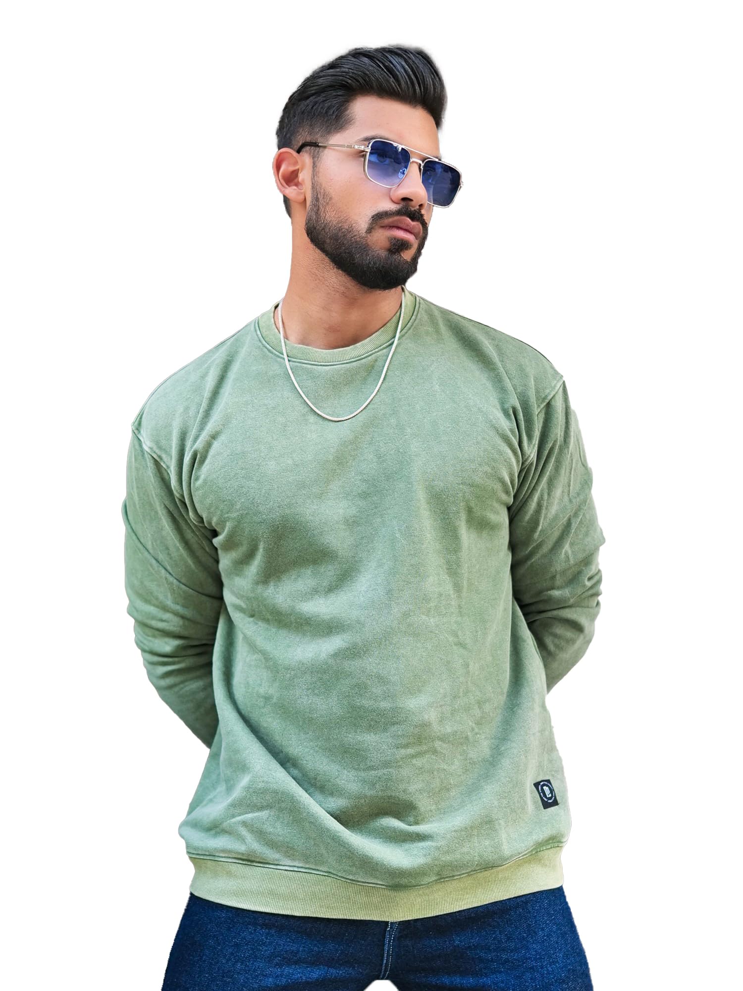 maniac || Mens || Solid Acid Wash || Round Neck || Full Sleeve || Oversized Sweatshirt-picture-42
