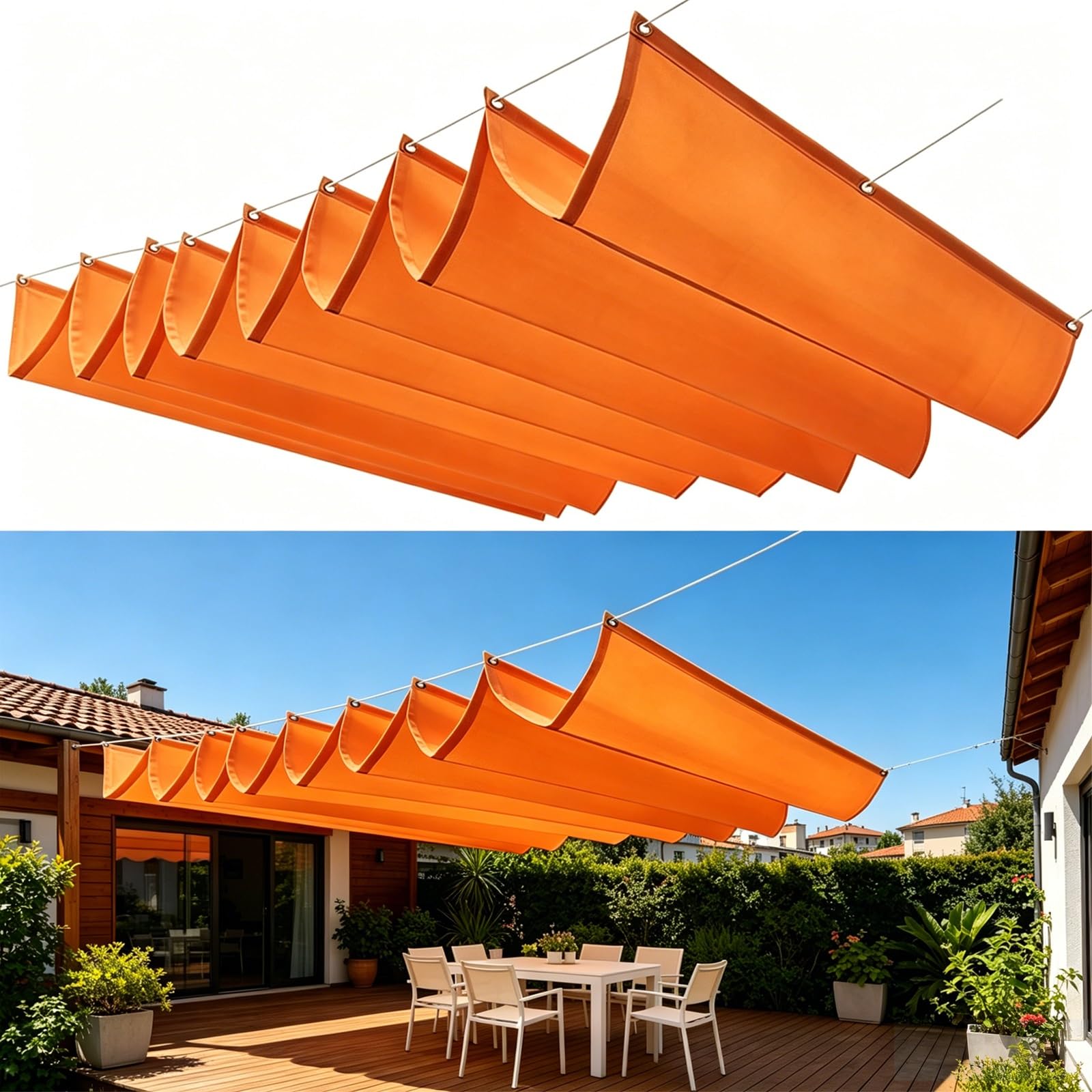 Filet d'ombrage anti-UV et étanche orange 2,5x3,5 m pour rester au sec