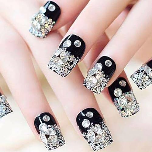 Miniatura 4 de Beadthoven - 2600 piezas de diamantes de imitación en la parte trasera puntiaguda, 7 tamaños, mini cuentas de diamantes facetados con purpurina,