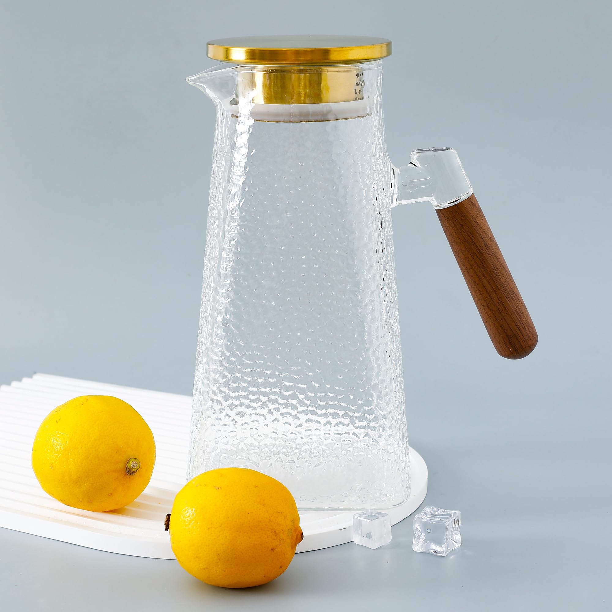 UMAI Borosilicate Glass Water Jug With Airtight Lid (1.5 Litre) | Handle | Diwali Gift | Dining Table | Detox Jar (Clear)