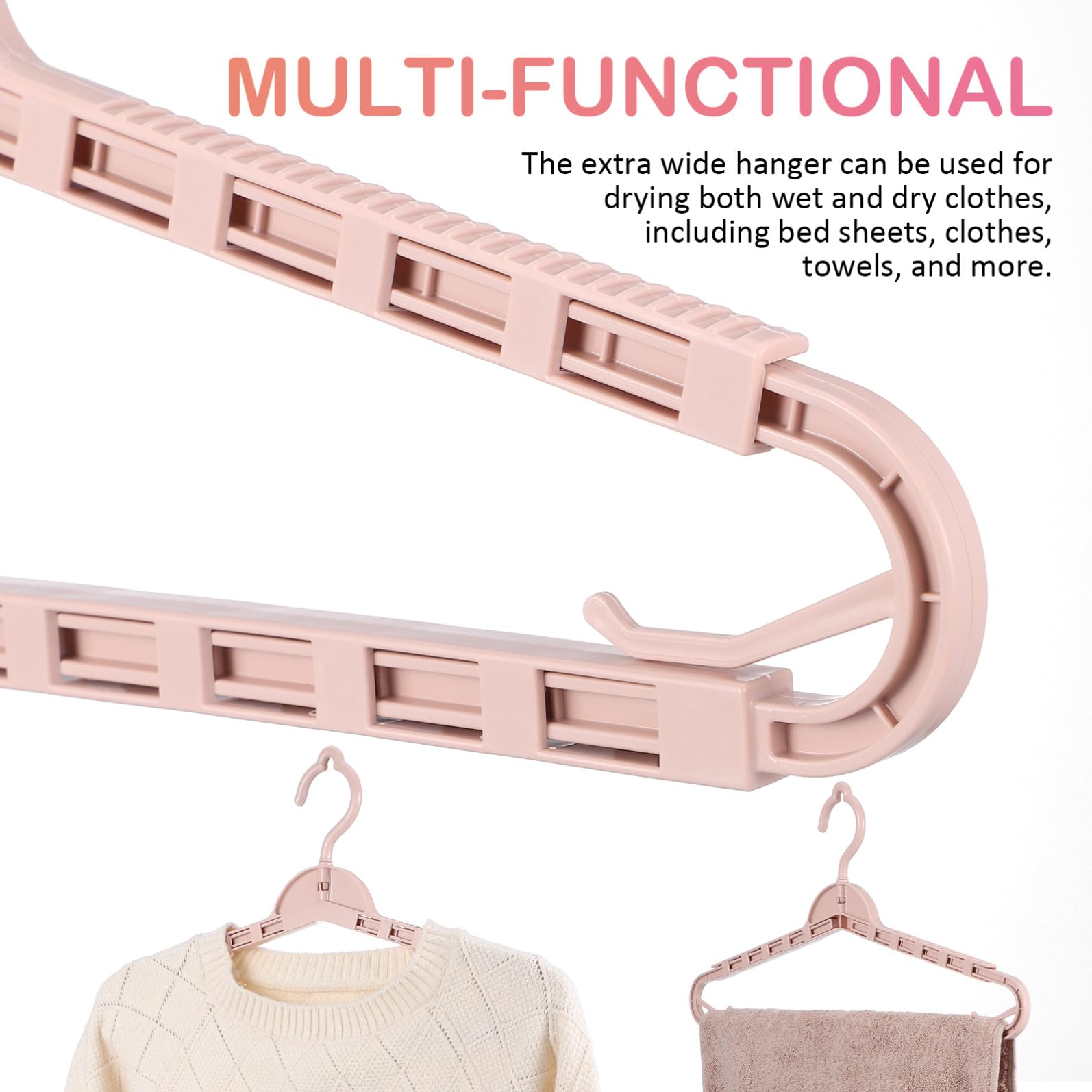 BESPORTBLE Perchas de Tela Ajustables para Secar Ropa, 8 Piezas en Color Rosa Estructura Resistente y Diseño Plegable para Ahorro de Espacio