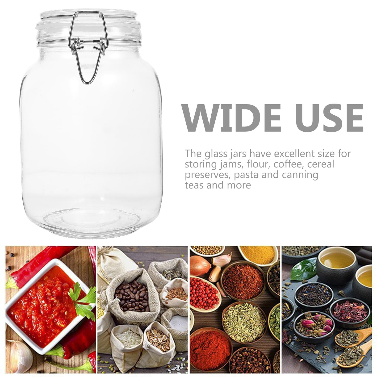 Lot de 3 Bocaux Hermétiques en Verre 1500ml avec Couvercle à Verrouillage pour Rangement la Cuisine et Conservation Alimentaire