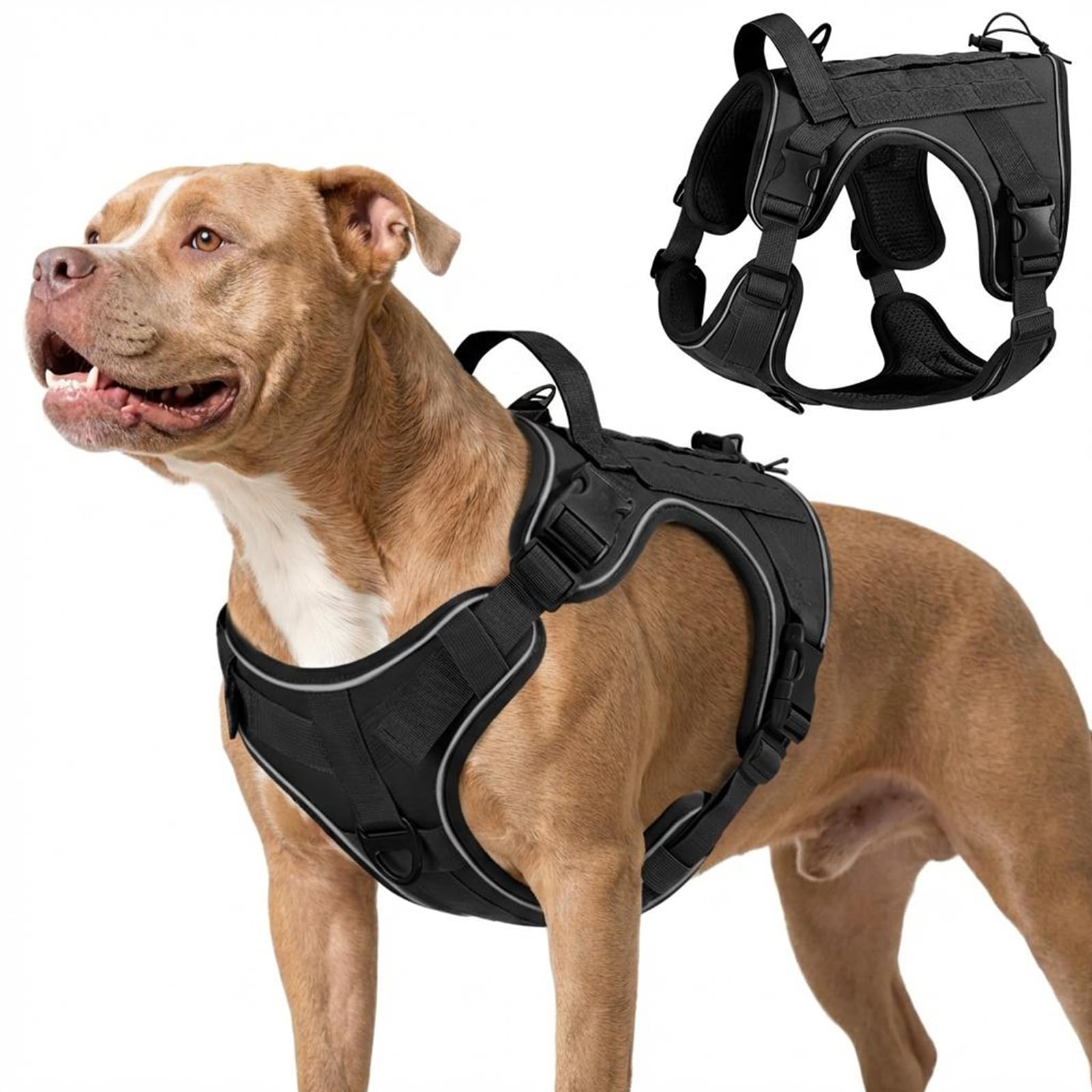 VavoPaw Heavy Duty Tactical Dog Harness for Large Dogs, No Pull Adjustable Pet Harness Reflective Service Training Easy Control Pet Vest Military K9 Working Dog Harnesses, Black, M โ image 1