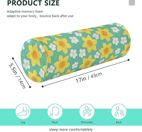 Miniatura 3 de FRODOTGV Daffodil Flower Bolster Pillow Yoga Neck Roll Pillows for Sleeping 17 Round Pillow Insert Cylinder Throw Pillows Cylinder Pillow Covers with