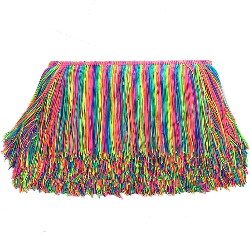 Yalulu 10 Yards of 12 inch Chainette Fringe Trim Tassel Sewing Trim, Rainbow Polyester Tassel Fringe Trimming for DIY Latin Dress Stage Clothes Accessories