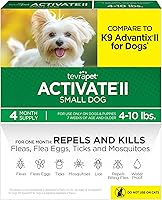 Vista 1 de TevraPet Activate II Prevención de pulgas y garrapatas para perros, 4 unidades, perros pequeños de 4 a 10 libras, gotas tópicas, tratamiento