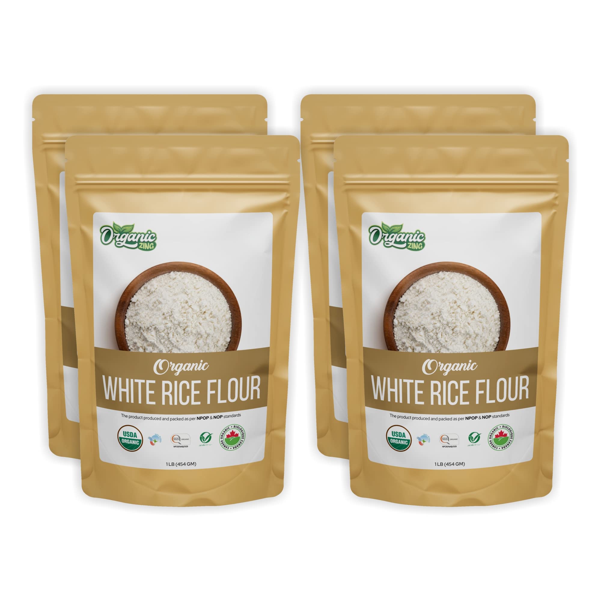 Organic Zing White Rice Flour | Gluten-free White Rice Flour | Preservative-free and Chemical-free | No Artificial Ingredients | USDA Certified | Packed and Produced in India - 454 gm (Pack of 4) (B0C4LDC38T) Amazon Price History, Amazon Price Tracker