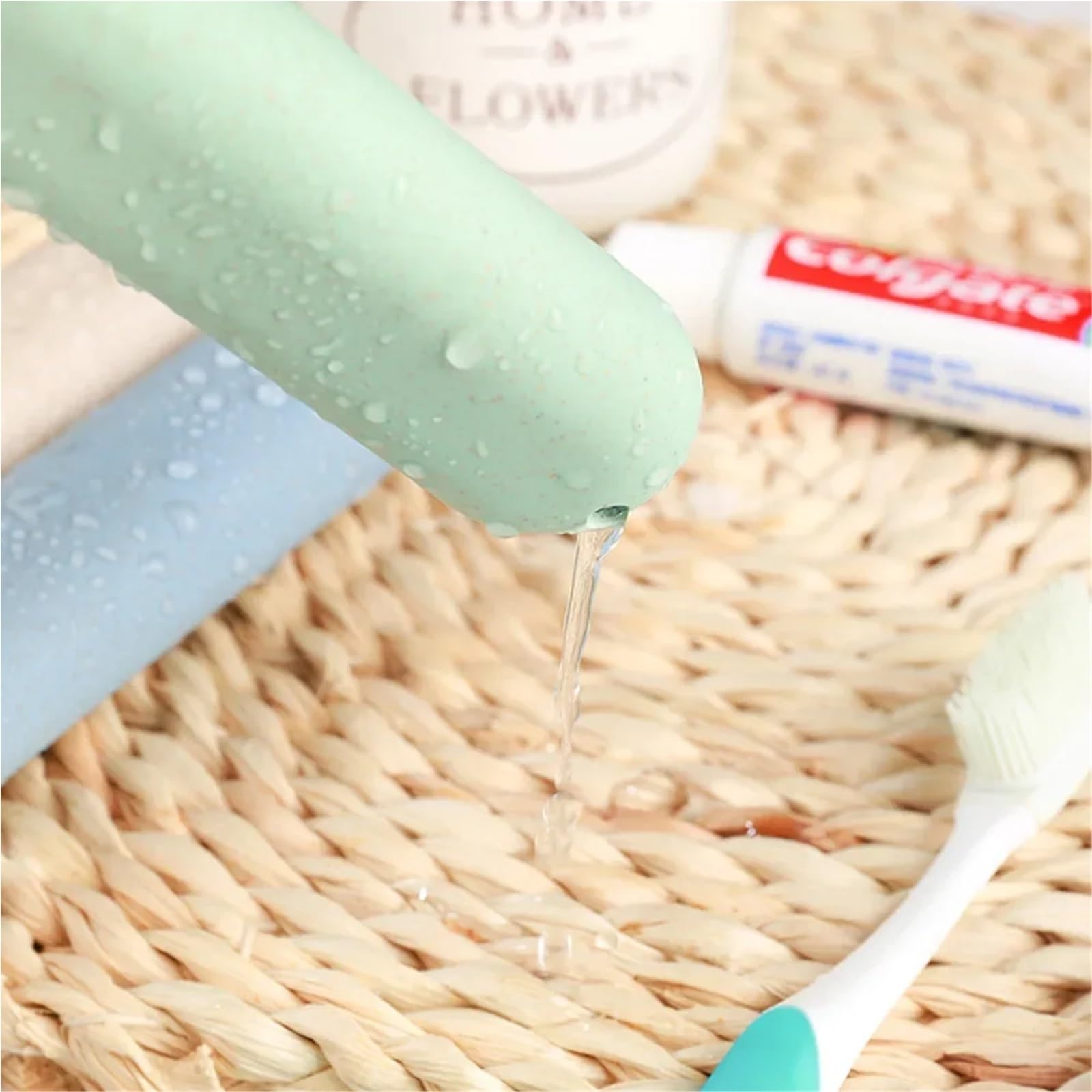 Custodia per spazzolino da denti, 20 pezzi, portatile, da viaggio, per proteggere gli spazzolini da denti (beige)