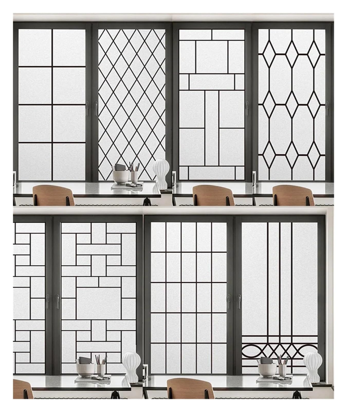 Vitrail Autocollant Fenetre Film de fenêtre givré électrostatique Simple, Lignes géométriques, Teinte de fenêtre, vitrail décoratif, Statique(CH-229-G,50x120cm)