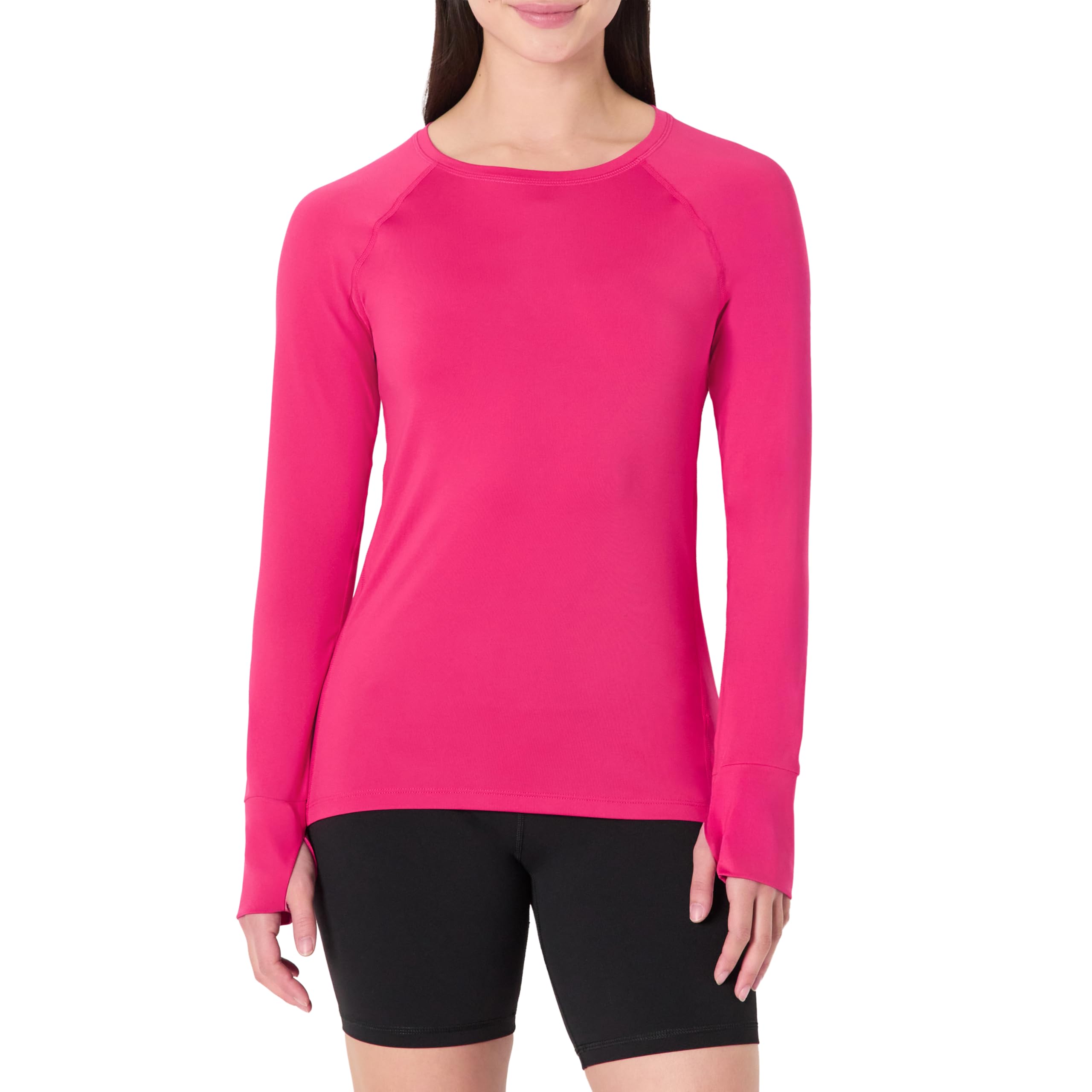 Amazon Essentials Women's Long Sleeve Active Quick-Dry Tech Stretch Lightweight Running Gym T-Shirt (Available in Plus Size), Hot Pink, XS