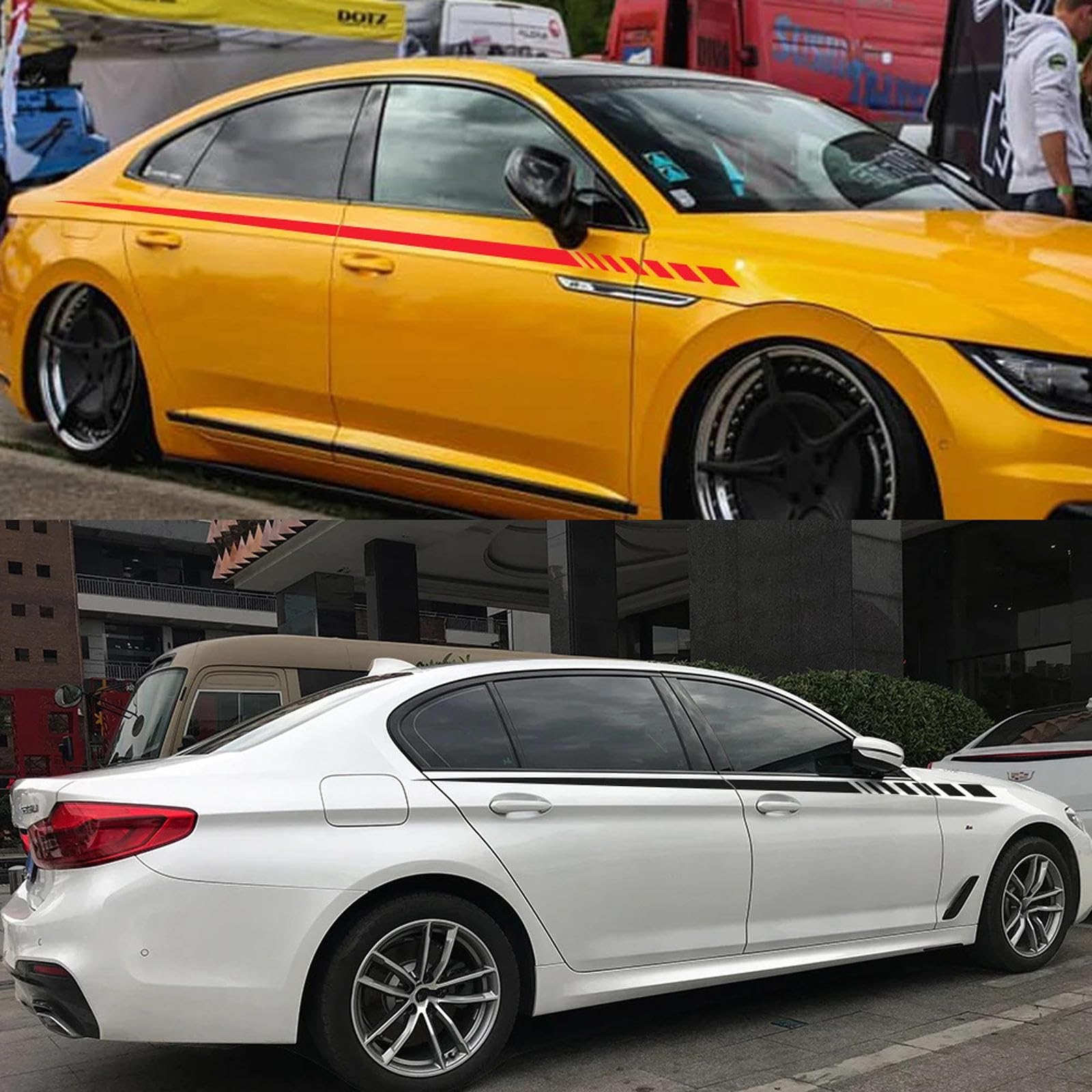 2szt Samochód Długi Pasek Talia Naklejki Auto Obie Strony Nadwozia Winylowe DIY Naklejki Wyścigowe Sportowe Stylizacje Akcesoria Tuningowe