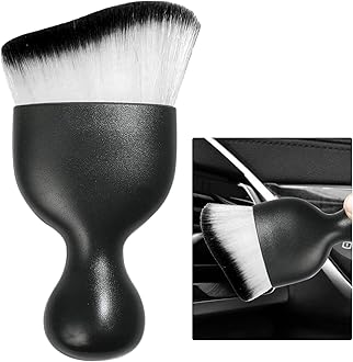 Car Detailing Brush, Curved Soft Bristles Auto Removal Dust Collectors, Universal Vehicle Dashboard, Air Conditioner Vents etc Interior Cleaning Tool Accessories (White/Black)