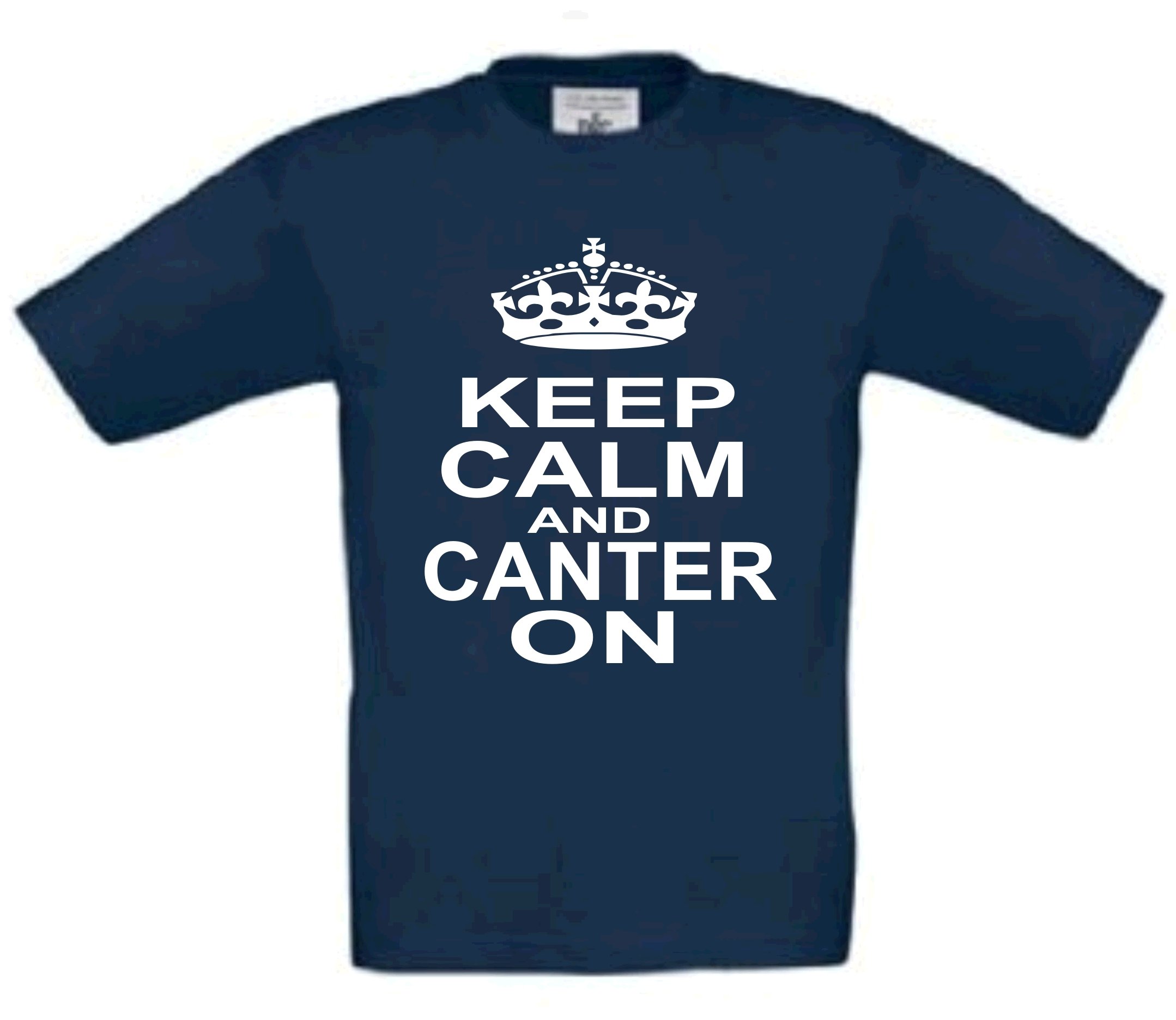 Navy 12/13yrs (34") 'Keep Calm and Canter ON' Childrens Horse Riding t-Shirt