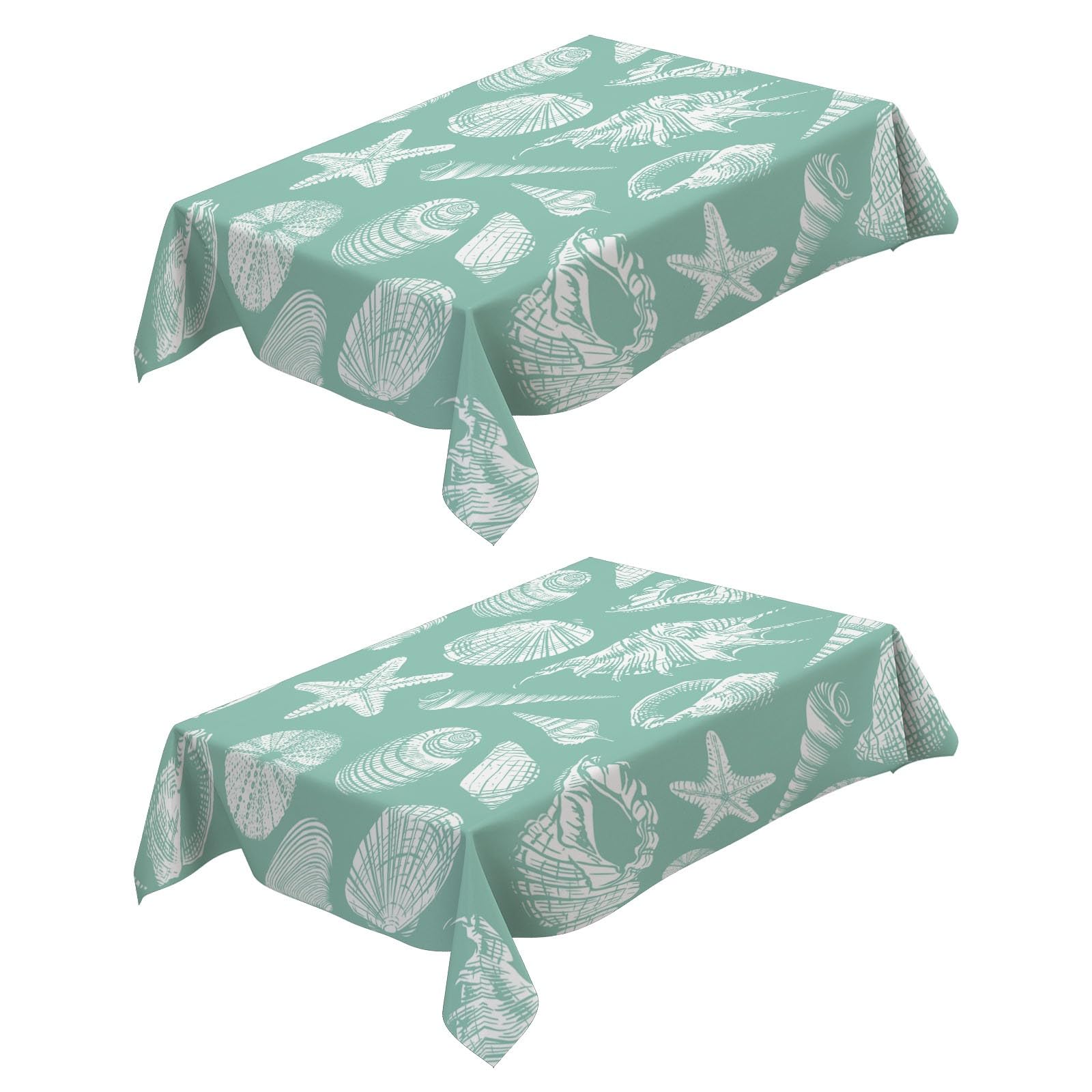 Nappe de table anniversaire et cuisine motif étoile de mer verte x2