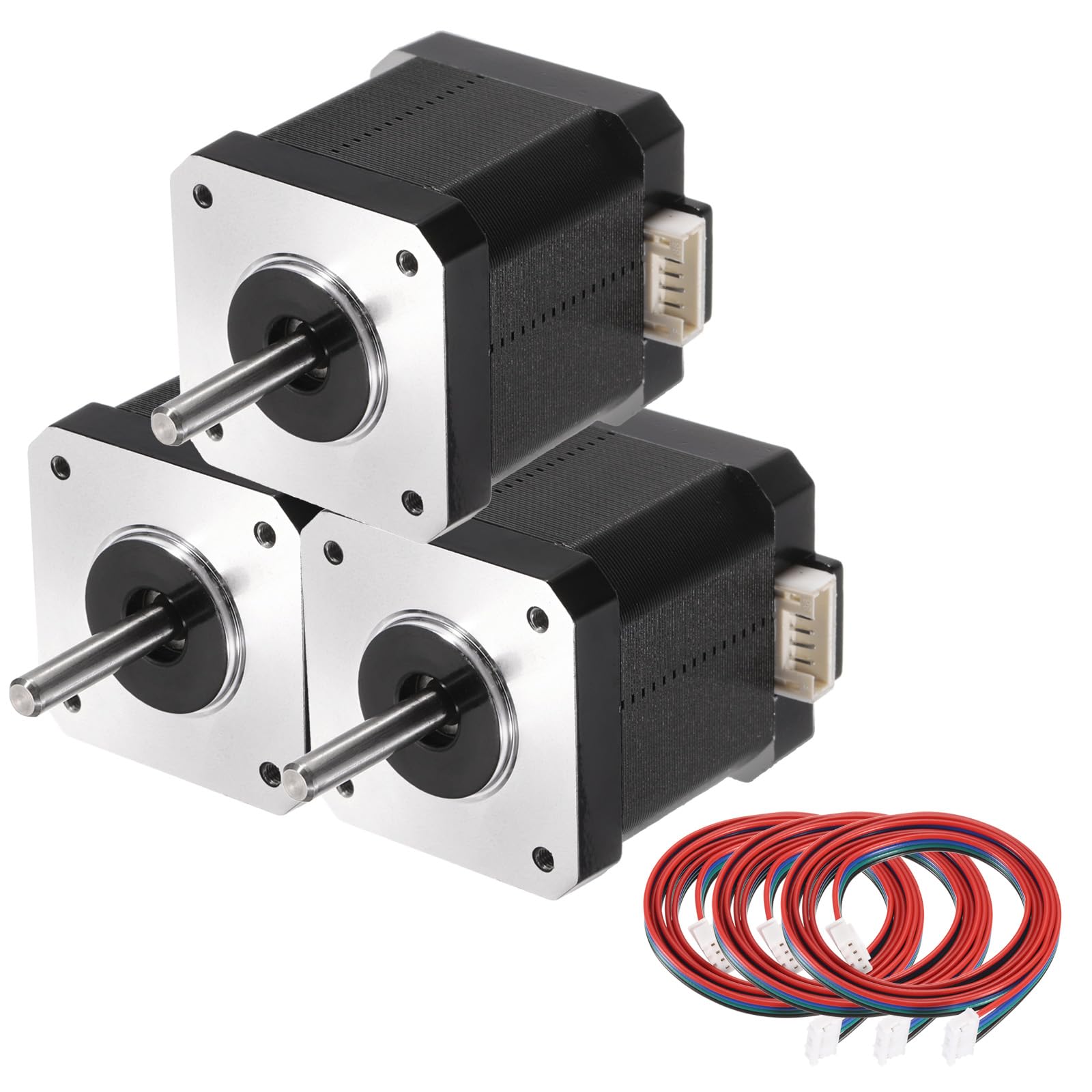 MECCANIXITY Lot de 3 moteurs pas à pas Nema 17 42 x 42 x 48 mm bipolaire 1,8 A/3,24 V 0,52 N.M 42 moteurs 2 phases servo 1,8 degré 4 fils avec connecteur de câble XH2,54 pour imprimante 3D CNC Machine