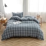 Ensemble de housse de couette Face Two Face 100 % coton lavé, housse de couette au toucher lin, respirante, durable, douce et confortable (reine, blanc)