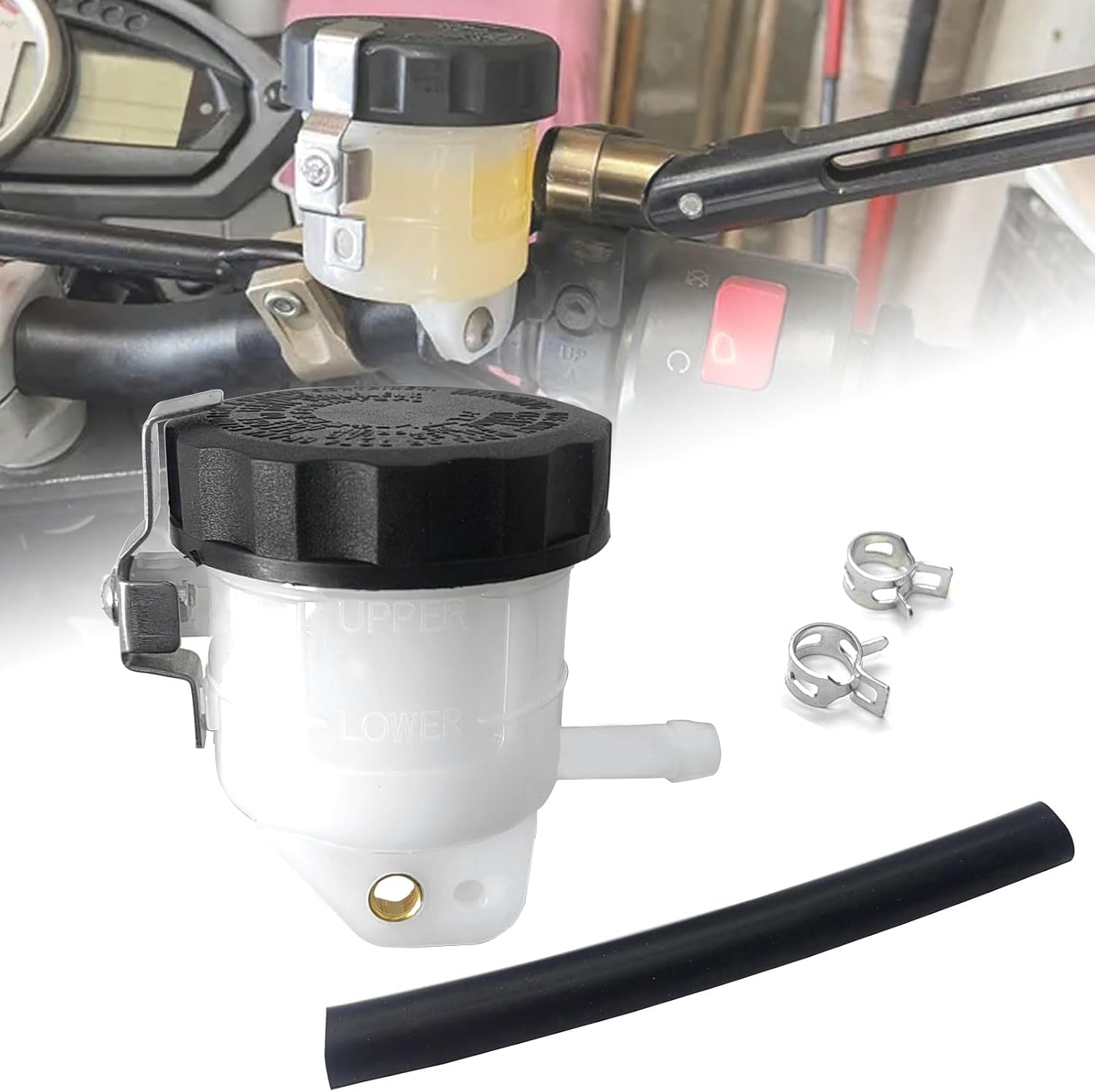 Motorcycle Brake Fluid Reservoir Tank Oil Cup Compatible With Ninja ZX6R ZX10R ZX14R Ninja 1000 SX 1100SX YZF R7 R9 R6 R1 GSXR 600 GSXR 750 GSXR 1000 S1000RR