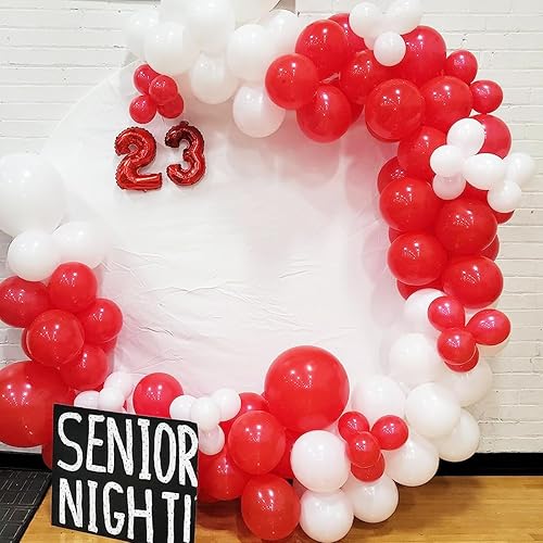 Miniatura 6 de Kit de guirnalda de globos rojos y blancos y plateados: 122 globos rojos y blancos, globos rojos y plateados, globos de graduación para cumpleaños