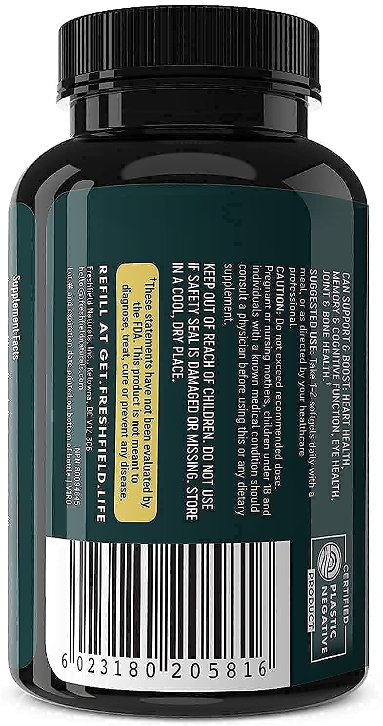 Buy Freshfield Vegan Omega 3 DHA Supplement Premium Algae Oil, 2 Month