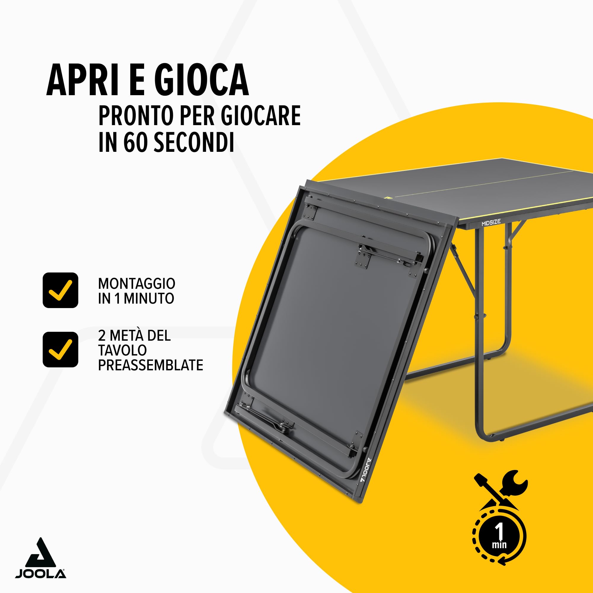 JOOLA Tavolo da ping pong Midsize – Tavolo da ping-pong per interni, con rete da ping pong, 22 kg, grigio scuro, 168 x 84 x 76 cm