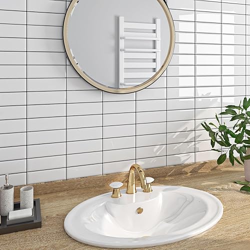 Miniatura 4 de FunStick 15 azulejos autoadhesivos 3D para salpicaduras de cocina, azulejos blancos para salpicaduras de cocina, azulejos de metro autoadhesivos 3D