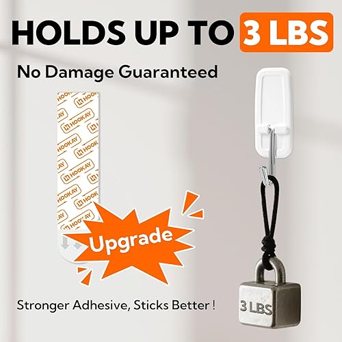 Miniatura 2 de hookay Tiras adhesivas de repuesto medianas mejoradas, tiras colgantes sin daños para ganchos de interior, sin herramientas, tiras adhesivas de