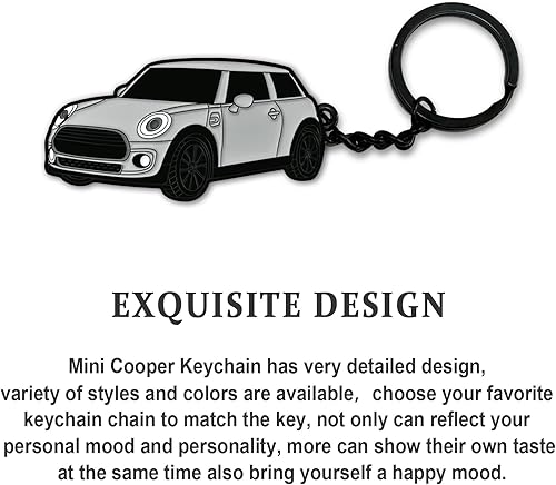 Vista 17 de Llavero Mini Cooper, para accesorios Mini Cooper/Cooper S 2014-2022,Llavero de metal Blanco