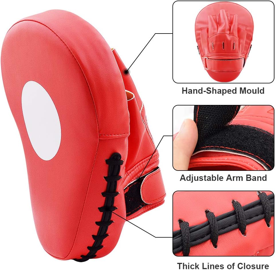 TLBTEK 2PCS Curved Punching Mitts Boxing Pads Hand Target Boxing Pads Gloves Training Focus Pads Kickboxing Muay Thai MMA Martial Art UFC Punch Mitts for Kids,Men & Women