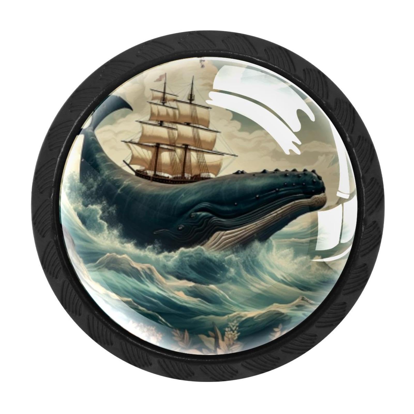 CHENZZZZ Whale Drawer Knobs 4 Pack Crystal Dresser Knobs 35mm Glass Cabinet Knobs for Home Office Bathroom