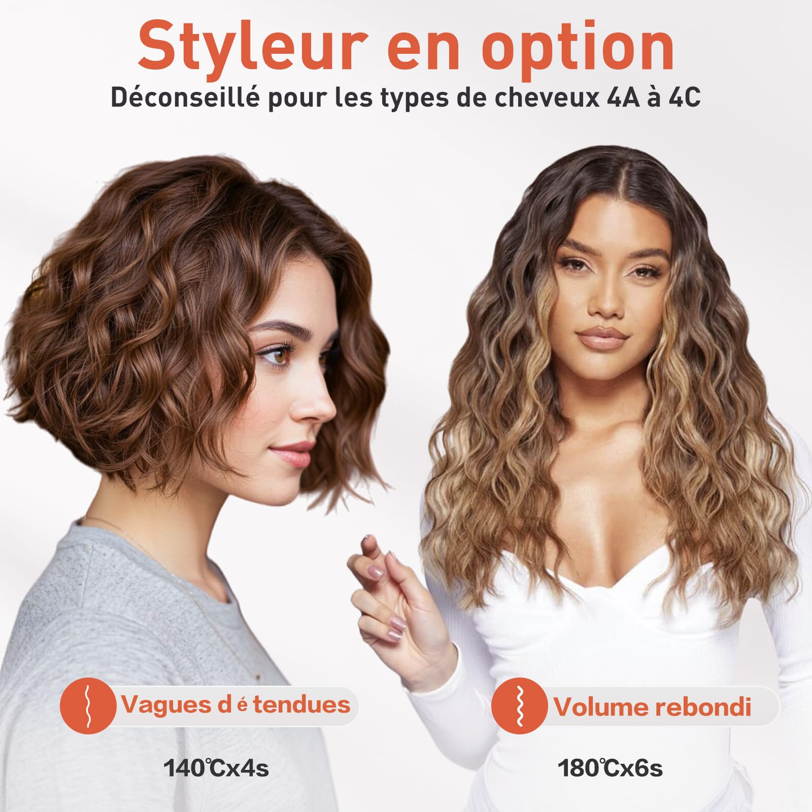 TANSHINE Boucleur a Cheveux, 32mm Mermaid Beach Waver, Fer à Friser Boucler Wavy Avec 5 Températures Réglables, Anti-échaudage pour Les Vagues Profondes Larges,Rose