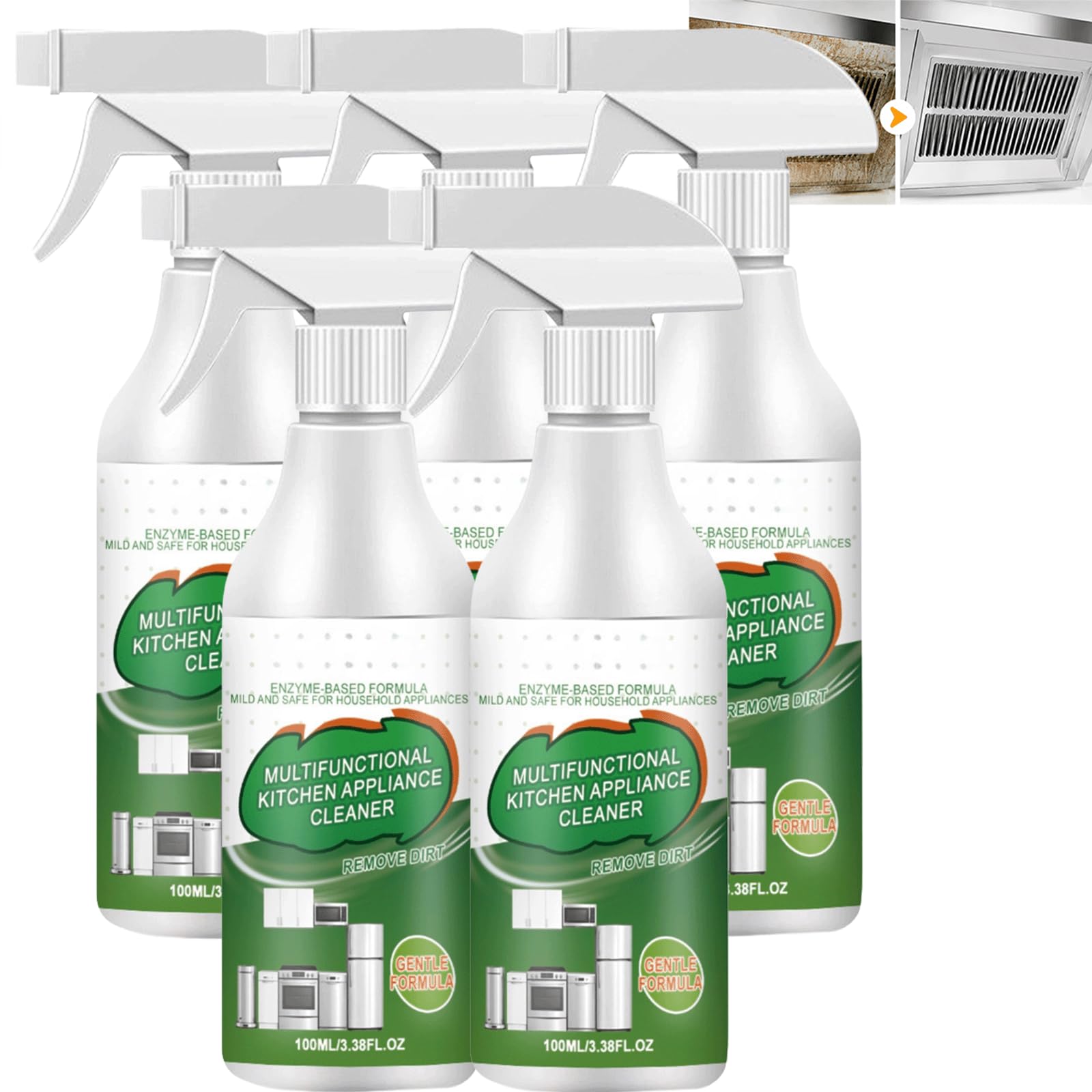 Wielozadaniowy środek do czyszczenia urządzeń kuchennych bez szorowania Spray-Heavy Duty Grease Remover, środek do czyszczenia powierzchni Kuchnia Uniwersalny środek do usuwania (5 szt)