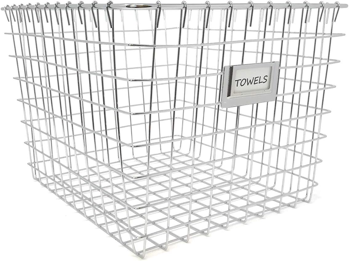 Clever Home Medium Open Wire Storage Basket 13L x 8.75W x 8H in. (Silver Chrome)