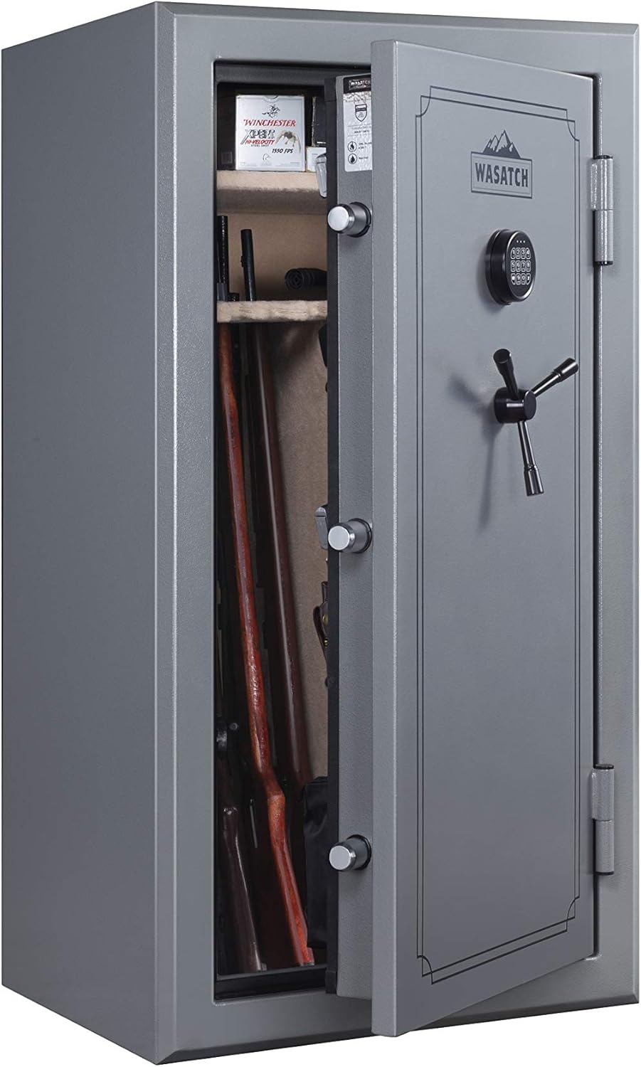 Wasatch 40-Gun Fireproof and Waterproof Safe with Electronic Lock, Gray