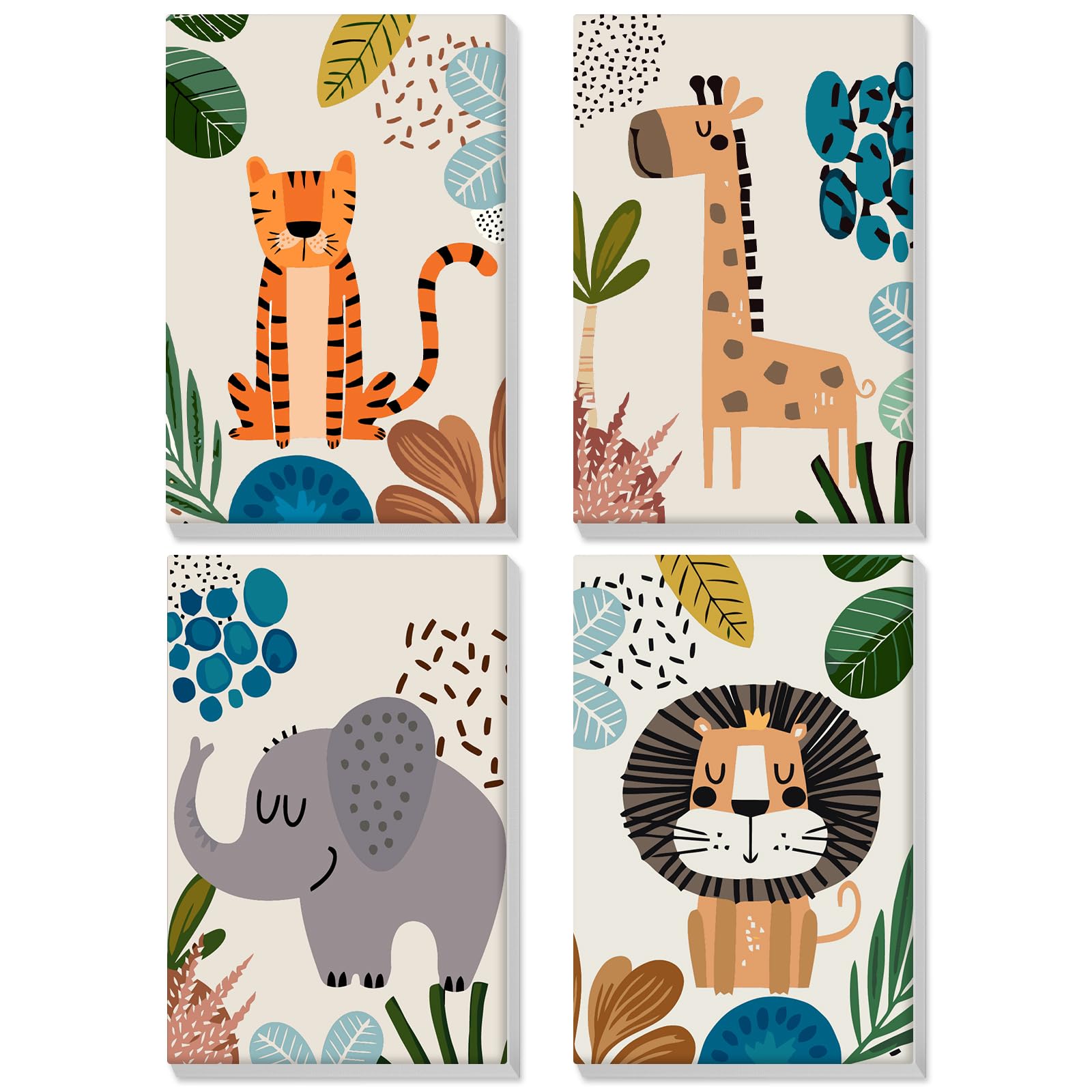 EOBROMD 4 Pack Animal Paint by Numbers for Adults Beginners Children with Frame, DIY Cartoon Acrylic Painting by Numbers, Kids Paint by Numbers Canvas Kits for Home Wall Decor 8x12 inch — image 1
