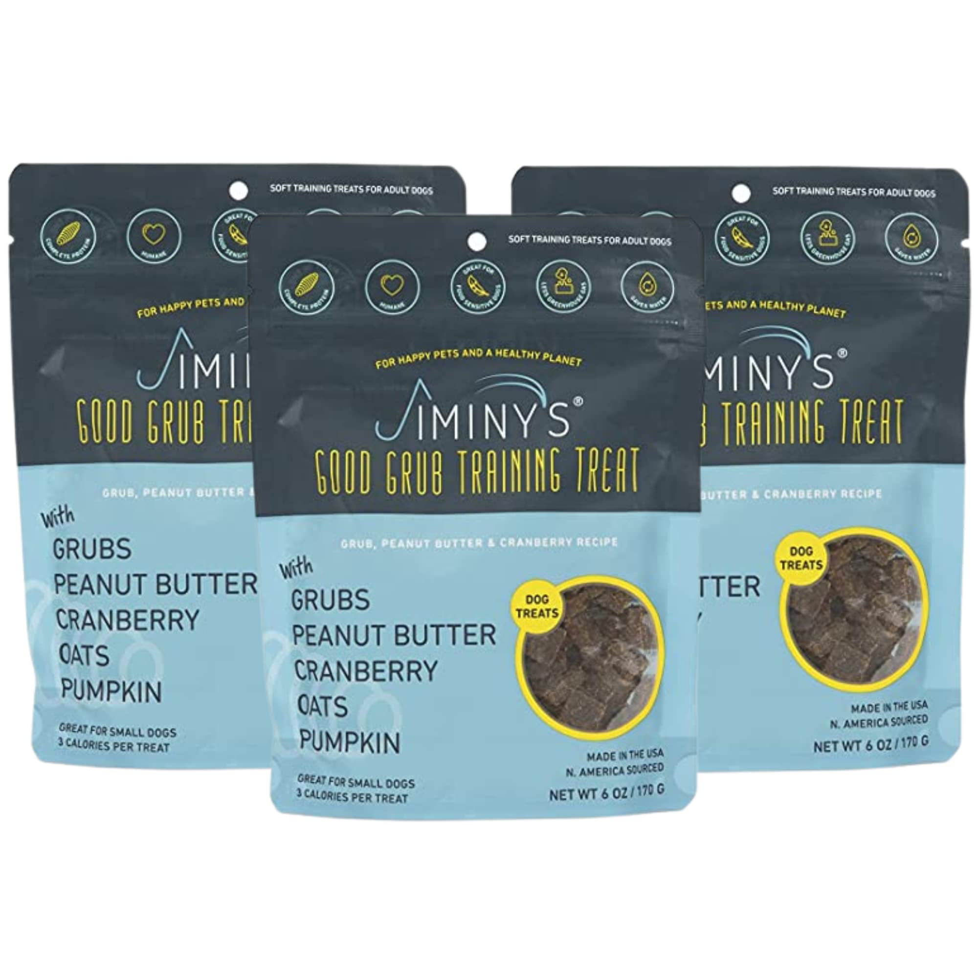 Chewy Training Treats for Dogs, Low Calorie, Hypoallergenic Insect Protein, Made in USA, 6oz, Peanut Butter & Cranberry (Pack of 3)