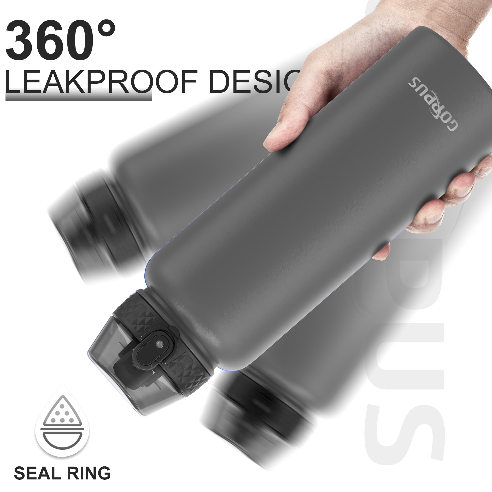 GOPPUS 1.2L/40oz Stainless Water Bottle with Straw Double Wall Insulated Bottles with Strap Large Vacuum Thermal Flask Leakproof Keep Cold Drinks Bottles with Flip Top Lid for Men Women BPA Free - Image 3